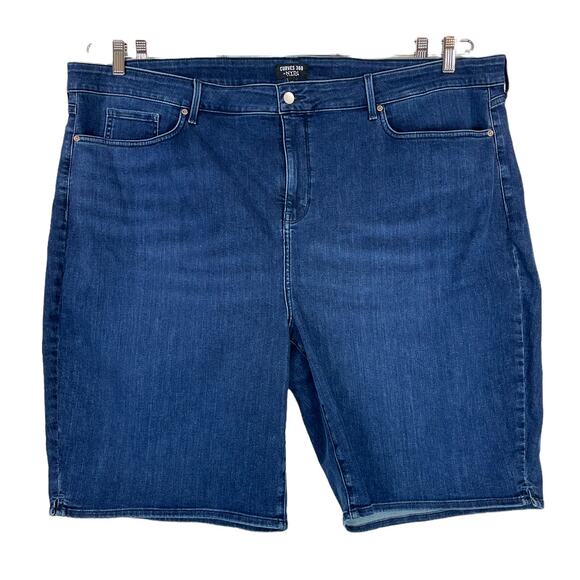 Curves 360 by NYDJ Womens size 28 shorts blue denim side slit - Picture 1 of 4